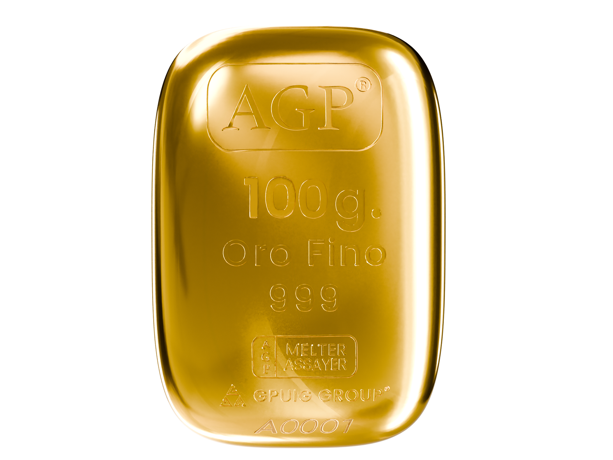 Barra de Oro 100g. AGP<span class="simbr">®</span> – Oro Puro 999+
