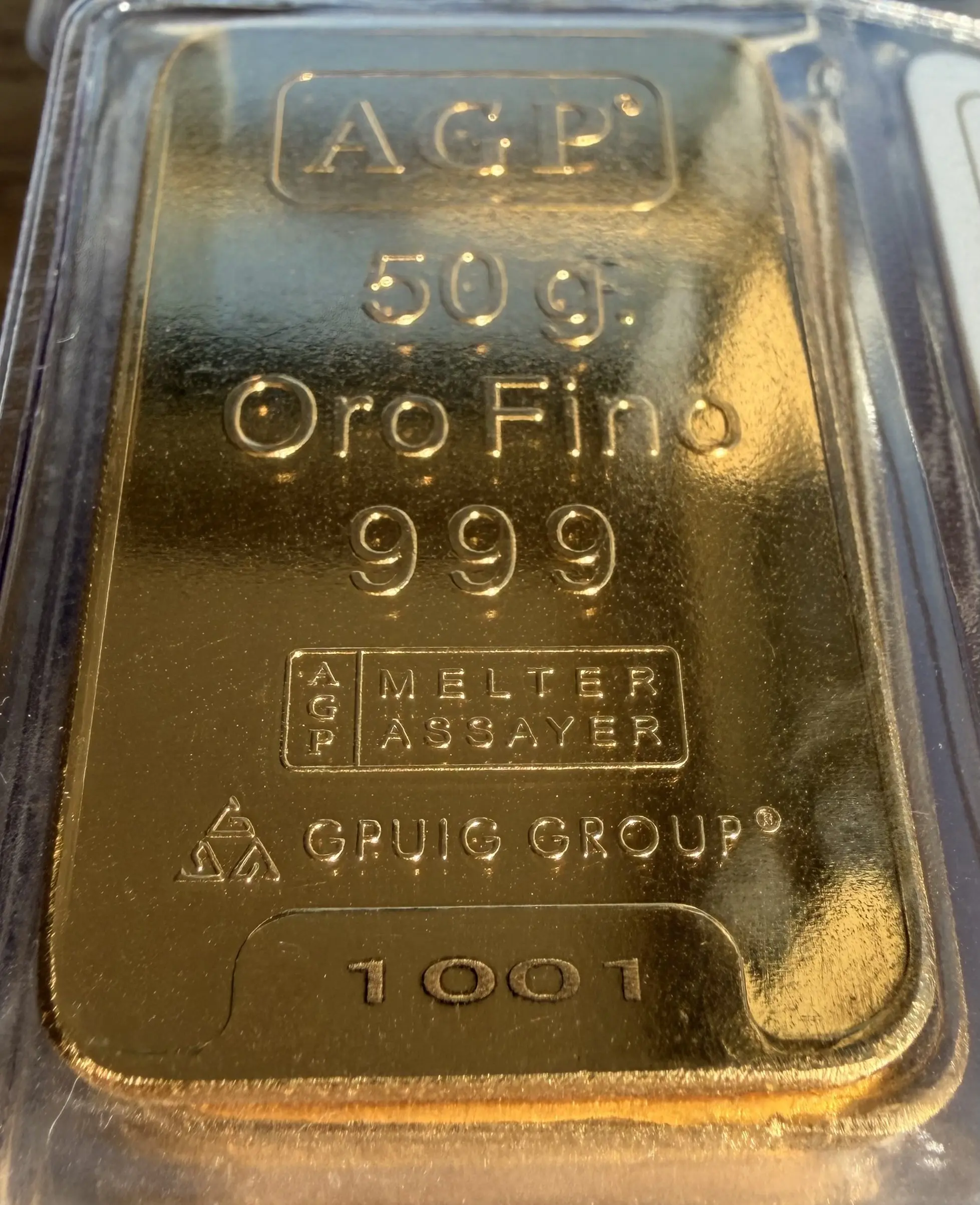 Lingote de oro AGP certificado
